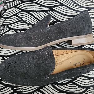 Clarks Collection Loafers Black Suede Cutout Womens 7 Ultimate Comfort